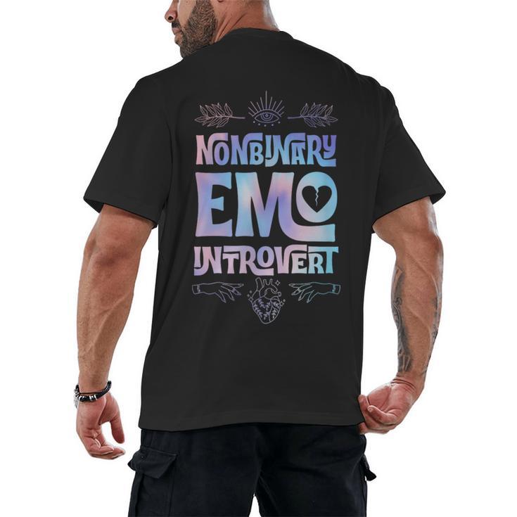 Nonbinary Emo Introvert Pride Trendy Mystic Teen Goth Style Men's Back Print T-Shirt