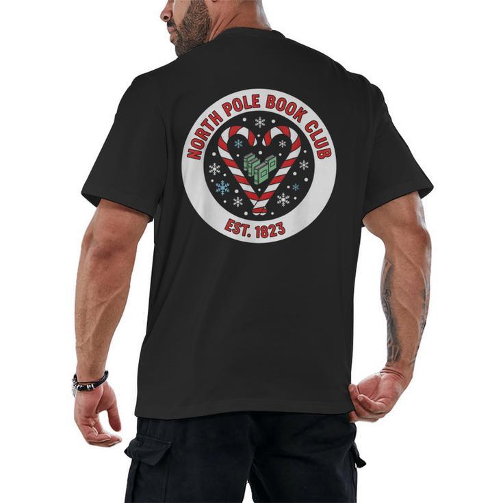 North Pole Book Club Shirt Candy Cane Christmas Men's Back Print T-Shirt