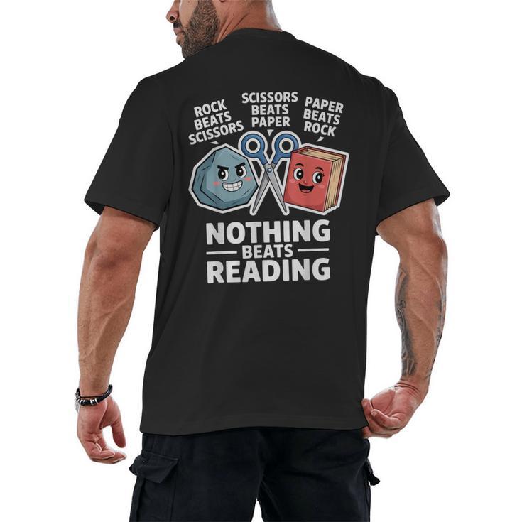 Nothing Beats Reading Rock Paper Scissors Book Lover Men's Back Print T-Shirt