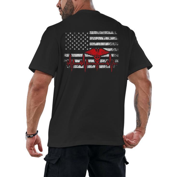 Nurse 2018 American Flag Tee Nursing School Graduation Men's Back Print T-Shirt