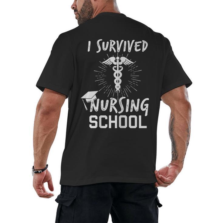 Nursing School Graduation Shirt I Survived RN Gift Men's Back Print T-Shirt