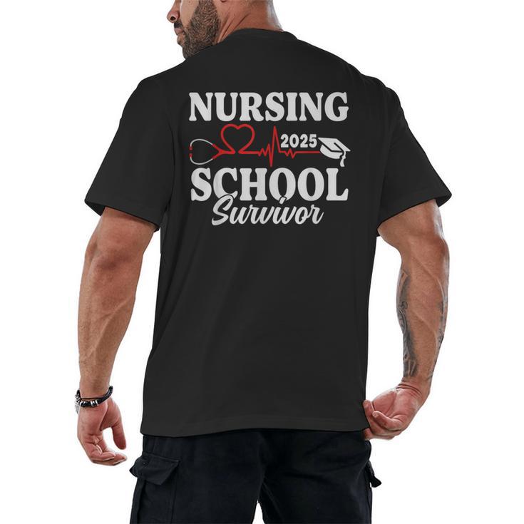 Nursing School Survivor 2025 RN ER Graduation Nurse Grad Men's Back Print T-Shirt
