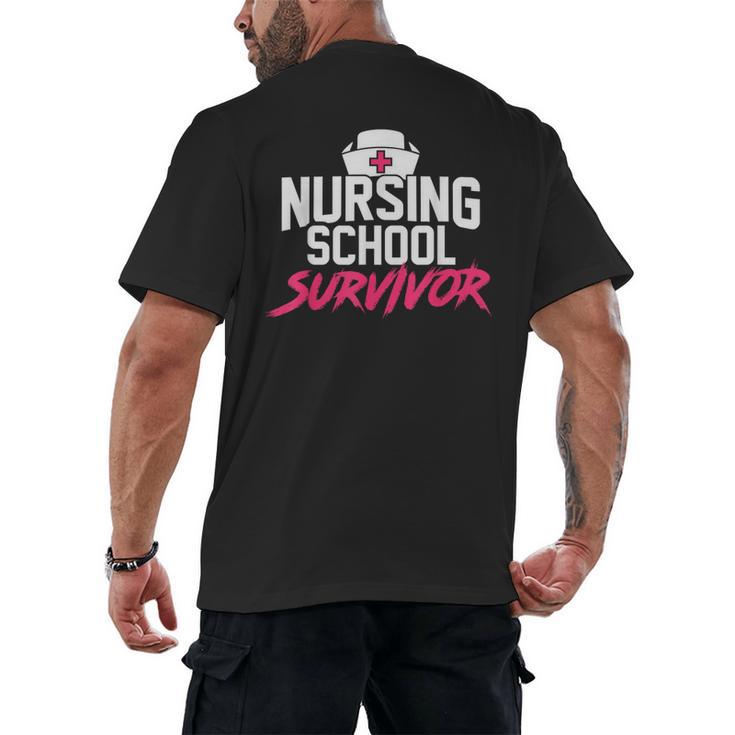 Nursing School Survivor Shirt Graduation Party Tee Men's Back Print T-Shirt