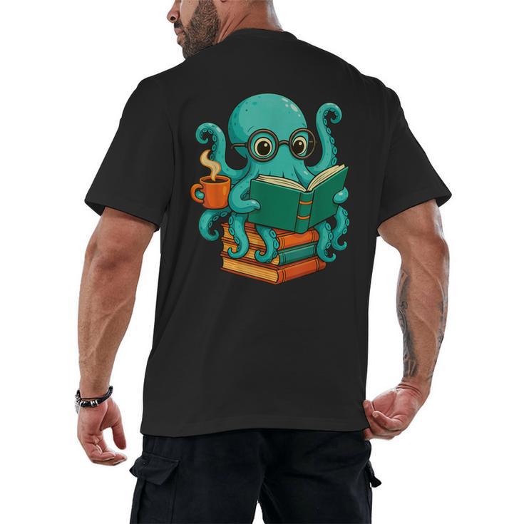 Octopus Reading Book Reading Bookworm Reader Men's Back Print T-Shirt