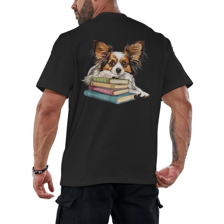 Papillon Books Reading Dog Breed Graphic For Men Women Kids Men's Back Print T-Shirt