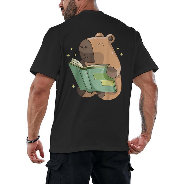 Pet Capybara Is Reading Library Capy Word Book Day Teacher Men Women Kids Men's Back Print T-Shirt