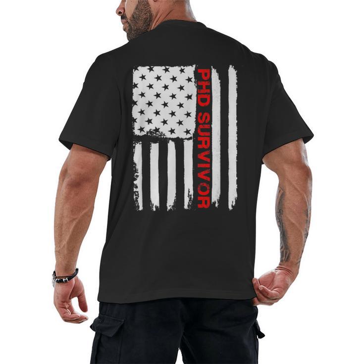 PhD Survivor Graduation American Flag Shirt Degree Tee Women Kids Men Men's Back Print T-Shirt
