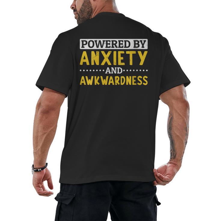 Powered By Anxiety And Awkwardness Social Anxiety Introverts Men's Back Print T-Shirt