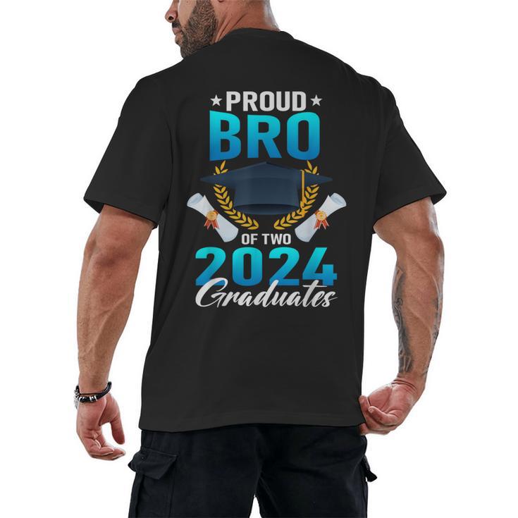 Proud Brother Of Two 2024 Graduates Twin Family Graduation Men's Back Print T-Shirt