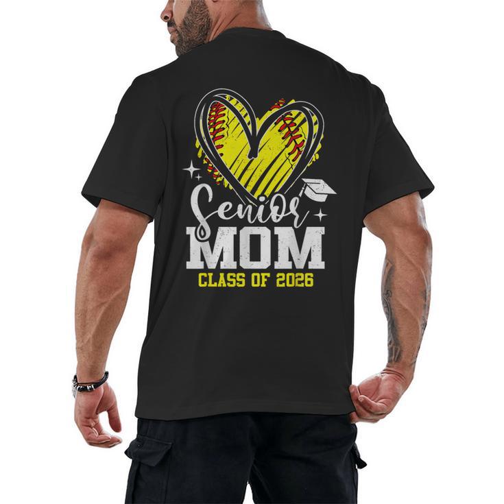 Proud Senior Mom Class Of 2026 Softball Graduation Heart Men's Back Print T-Shirt