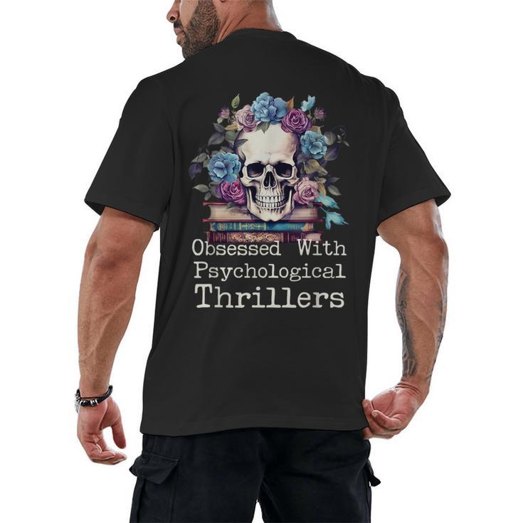 Psychological Thriller Reader Fan Skull Flowers Books Men's Back Print T-Shirt
