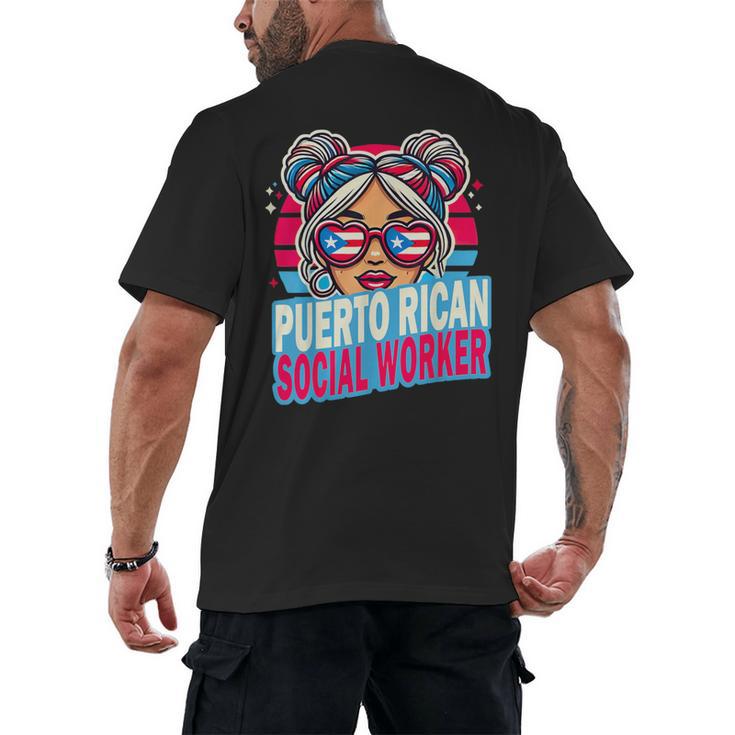 Puerto Rican Latina Social Worker MSW Masters Graduation Men's Back Print T-Shirt