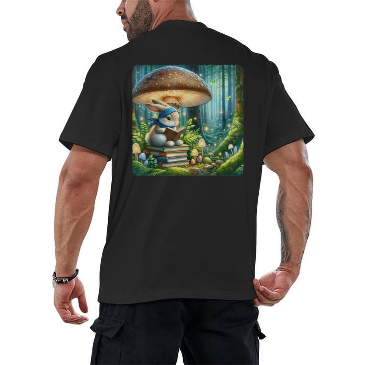 Rabbit Reading Book Under Large Mushroom Easter Bandana Men's Back Print T-Shirt