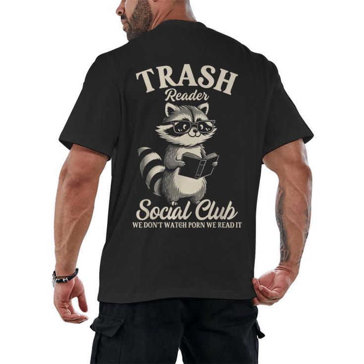 Raccoon Bookworm Readers Library Smut Reader Spicy Book Romance Rash Reader Social Club Men's Back Print T-Shirt