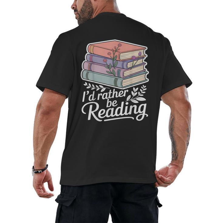 Rather Be Reading Book Lover Stack Men's Back Print T-Shirt