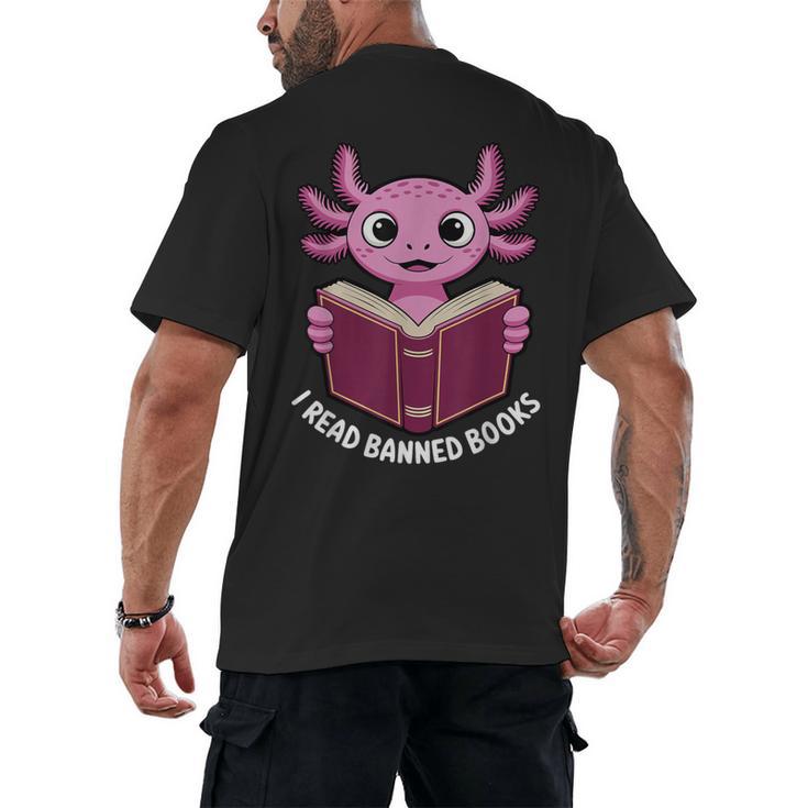 I Read Banned Books Axolotl Reading Men's Back Print T-Shirt