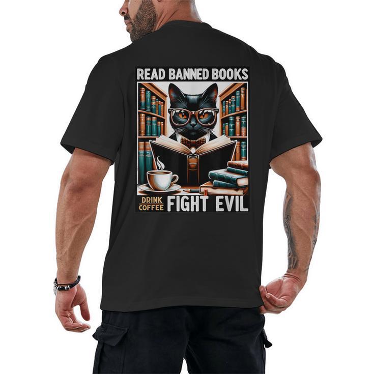 Read Banned Books Drink Coffee Fight Evil Book Reader Lovers Men's Back Print T-Shirt