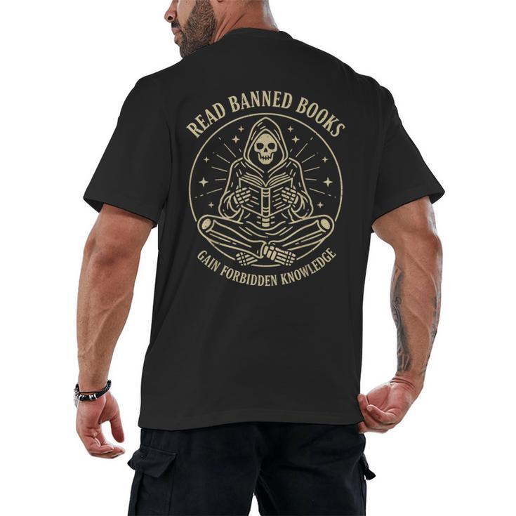 Read Banned Books Gain Forbidden Knowledge Skeleton Men's Back Print T-Shirt