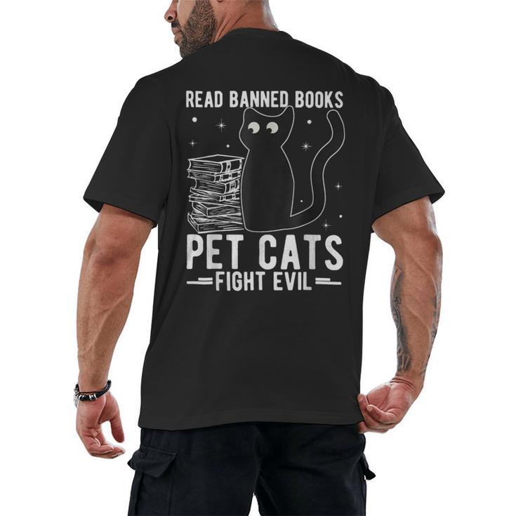Read Banned Books Pet Cats Fight Evil Read Banned Books Men's Back Print T-Shirt
