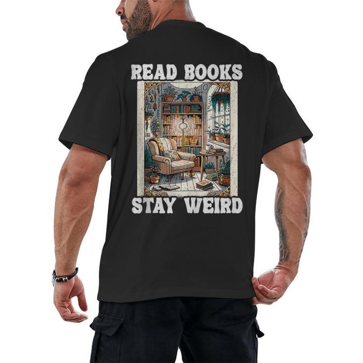 Read Books Stay Weird Book Lover Introvert Book Men's Back Print T-Shirt