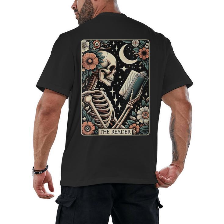 The Reader Tarot Card Skeleton Reading Book Bookworm Bookish Men's Back Print T-Shirt