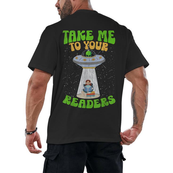 Take Me To Your Readers Alien Book Reading Bookaholic Men's Back Print T-Shirt