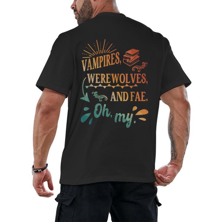 Readers Books Lovers BFF Books Club Paranormal Romance Reading Book Vampires Werewolves & Fae -Adults Short Sleeve Men's Back Print T-Shirt