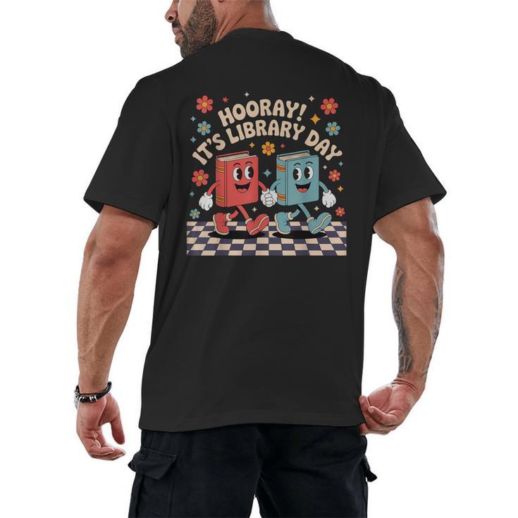 Reading Book Lover School Librarian Hooray It's Library Day Men's Back Print T-Shirt