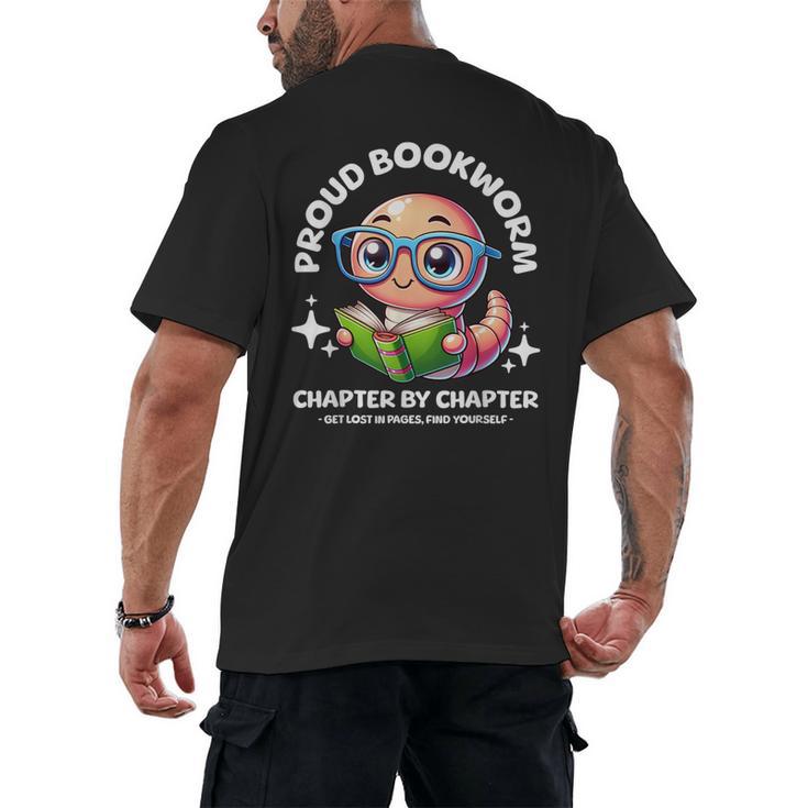 Reading Book Lovers Glasses Cartoon Worm Books Cute Bookworm Men's Back Print T-Shirt