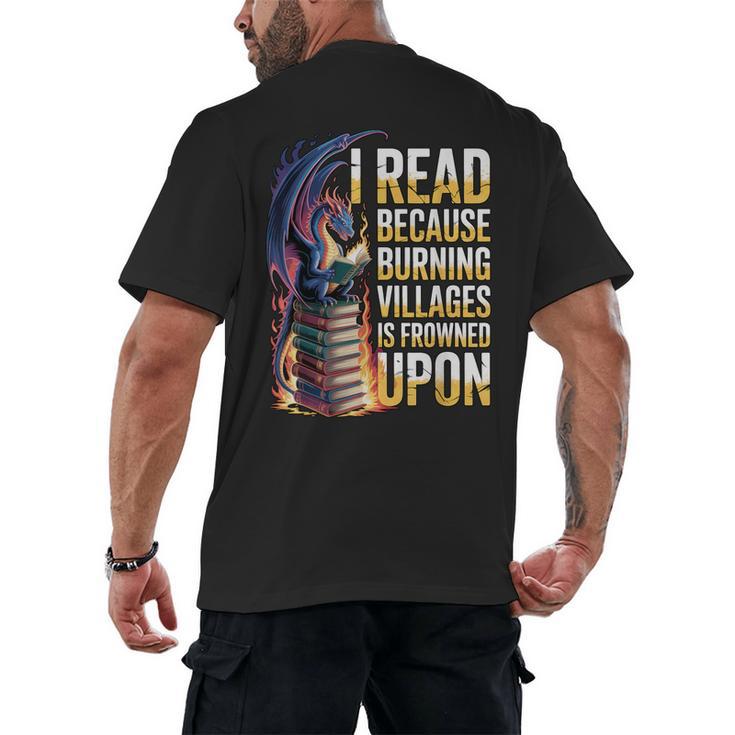 Reading Bookish Dragon Fantasy Men's Back Print T-Shirt