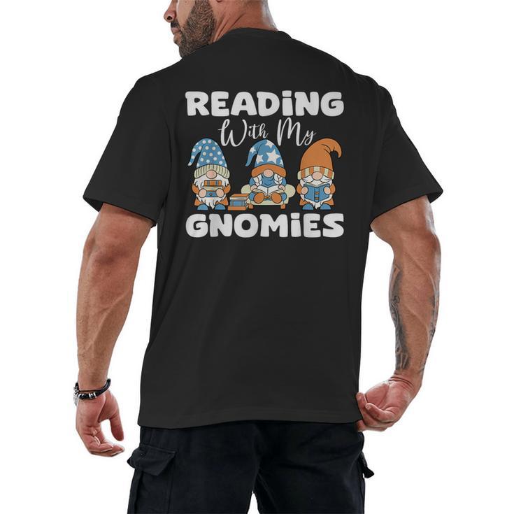 Reading With My Gnomies Gnomes Books Lover Bookworm Men's Back Print T-Shirt