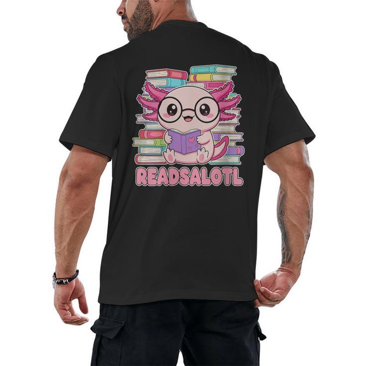 Readsalotl Axolotl Reading Book Bookworm Men's Back Print T-Shirt