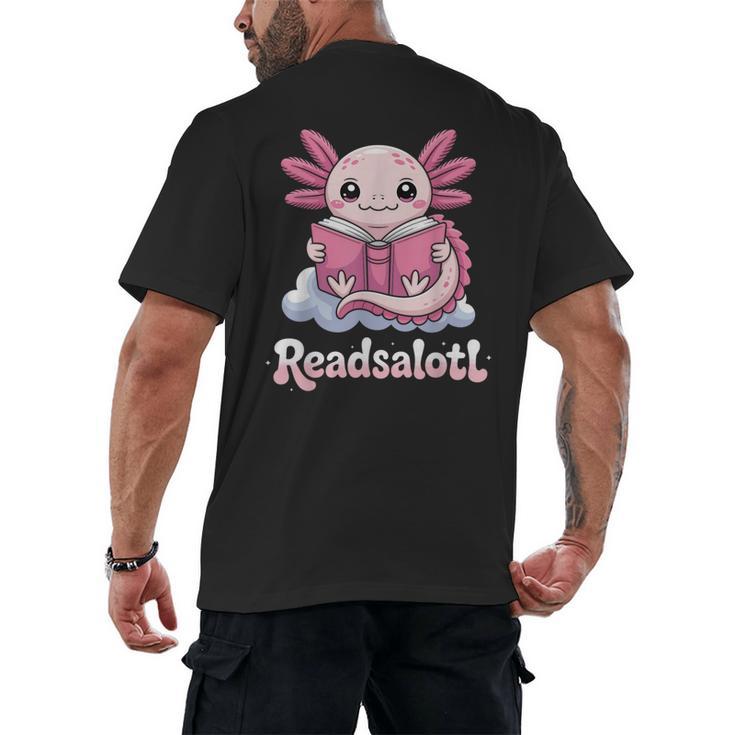 Readsalotl Axolotl Reading Cute Book Lover Bookworm Men's Back Print T-Shirt