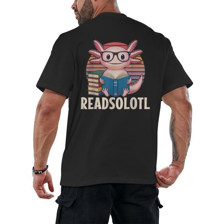 Readsolotl Axolotl Reading Book Lover Kawaii Bookworms Men's Back Print T-Shirt