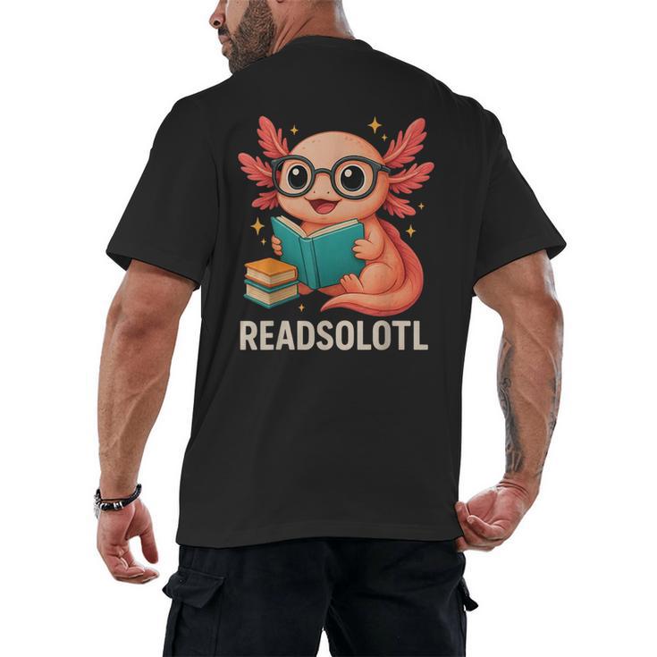 Readsolotl Kawaii Axolotl Reading Book Lover Men's Back Print T-Shirt
