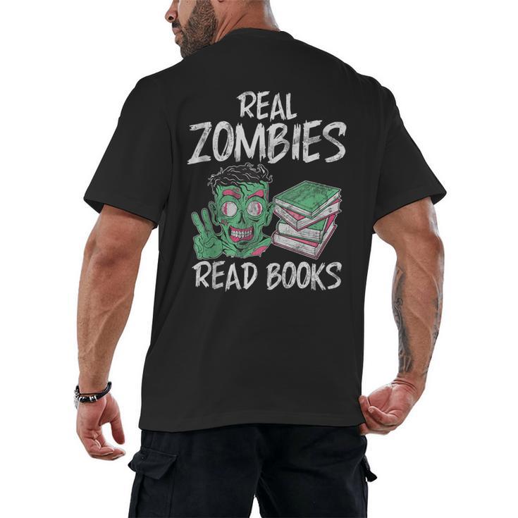 Real Zombies Read Books Zombie Men's Back Print T-Shirt