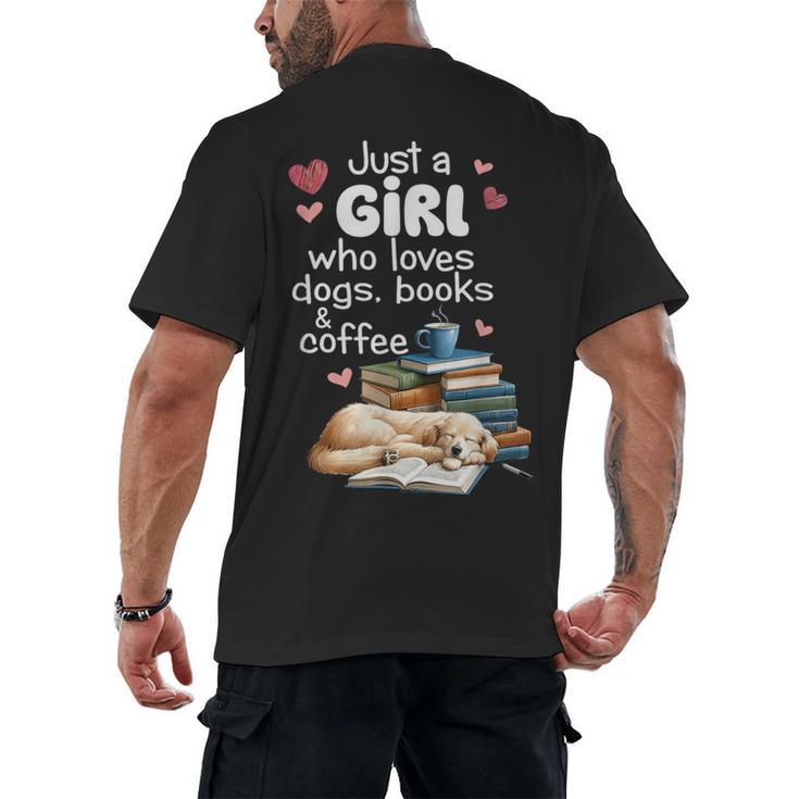 Retro Just A Girl Who Love Dogs Books And Coffee Bookworm Men's Back Print T-Shirt