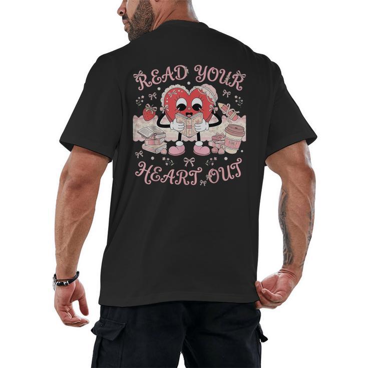 Retro Read Your Heart Out Valentine’s Day Teacher Book Lover Men's Back Print T-Shirt