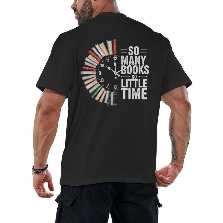 Retro So Many Books Little Time Book Clock Reading Men's Back Print T-Shirt