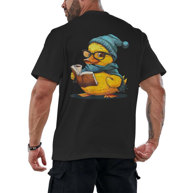 Rubber Duck Reading Book Rubber Duckie Reader Coffee Lover Men's Back Print T-Shirt