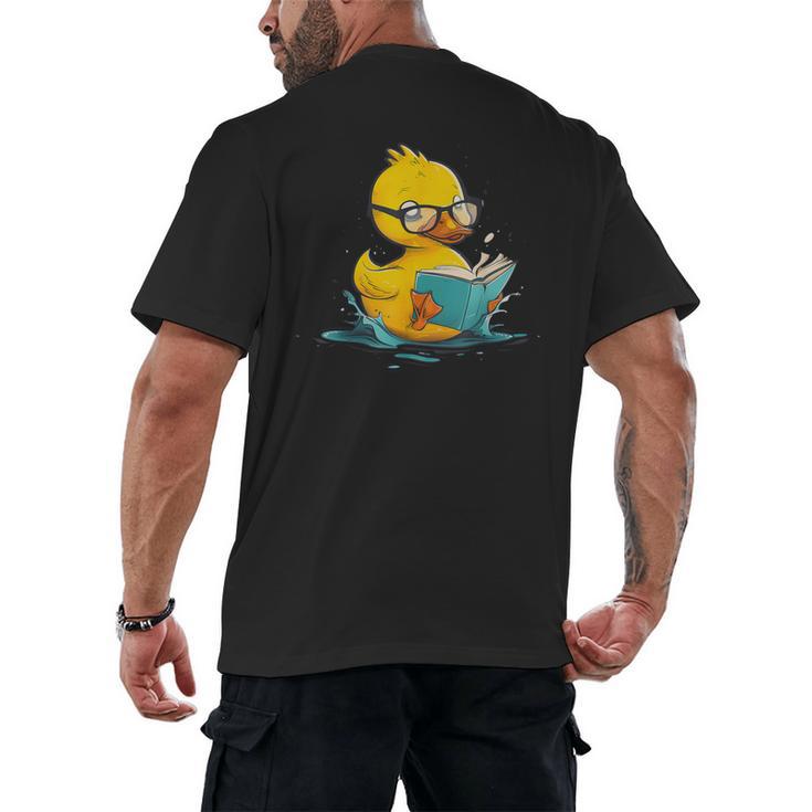 Rubber Duck Reading Book Reader Books Rubber Duckie Men's Back Print T-Shirt