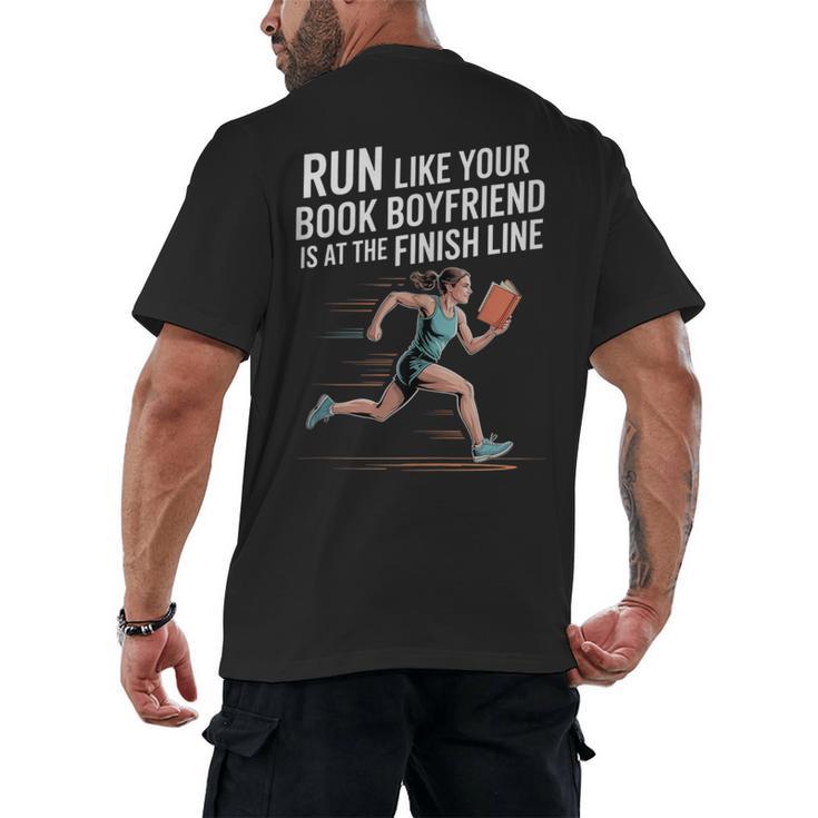 Run Like Your Book Boyfriend Is Waiting Runner Reader Men's Back Print T-Shirt