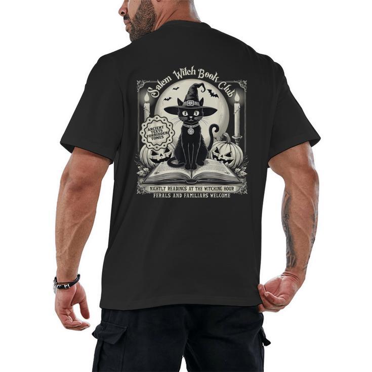 Salem Witch Book Club Vintage Halloween Cat Book Lover Men's Back Print T-Shirt