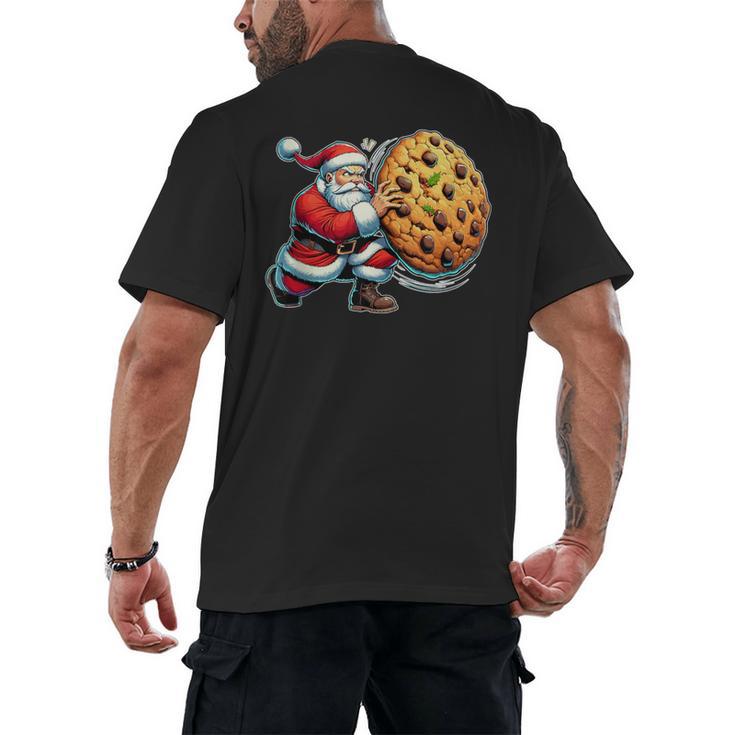 Santa Holding Cookie Xmas Baker Introvert Christmas Men's Back Print T-Shirt