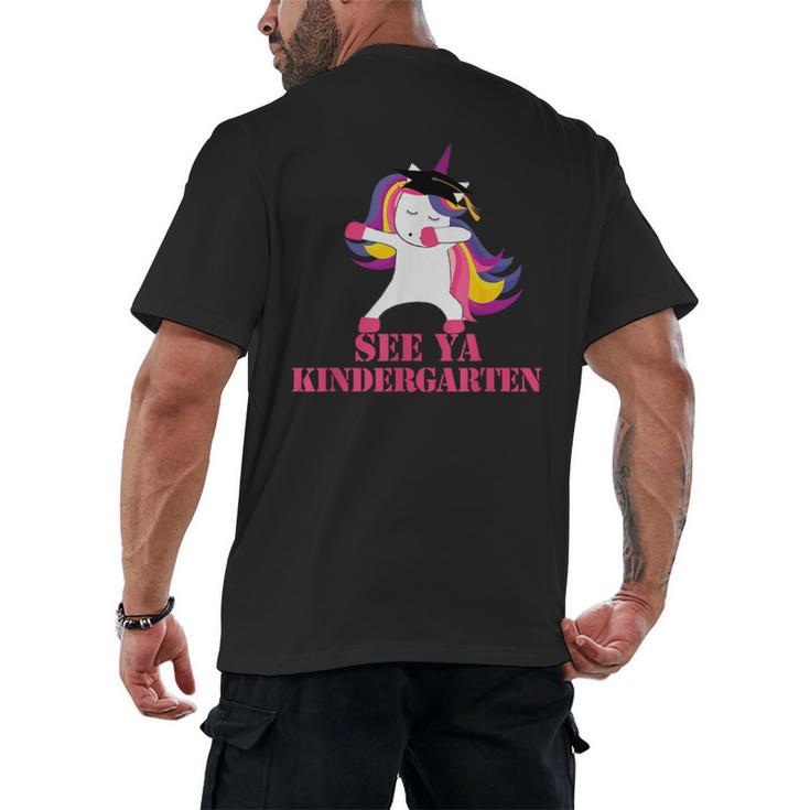 See Ya Kindergarten DABBING Unicorn Graduation Meme Men's Back Print T-Shirt