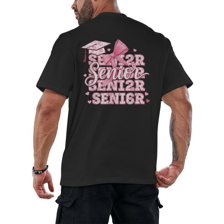 Senior 2026 Class Of 2026 Cute Coquette Pink Bow Graduation Men's Back Print T-Shirt