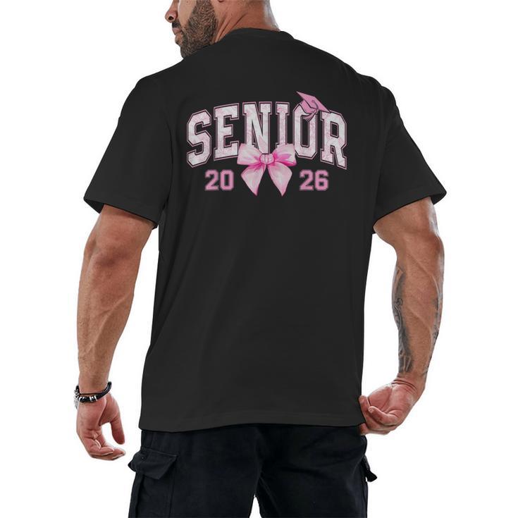 Senior 2026 Coquette Pink Bow Girls Class Of 2026 Graduation Men's Back Print T-Shirt