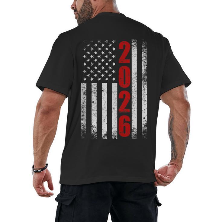 Senior Class Of 2026 Patriotic American USA Flag Graduation Men's Back Print T-Shirt