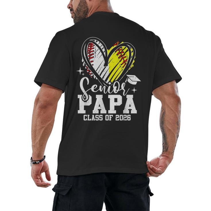 Senior Papa Class Of 2026 Baseball Softball Graduation Heart Men's Back Print T-Shirt