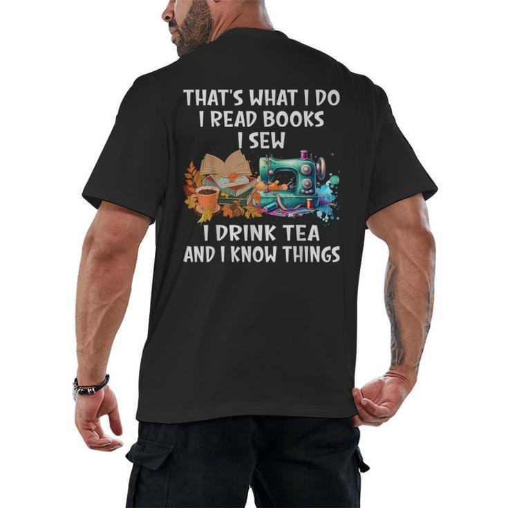 Sewing Reading Books Drinking Tea Sew Sewist Men's Back Print T-Shirt
